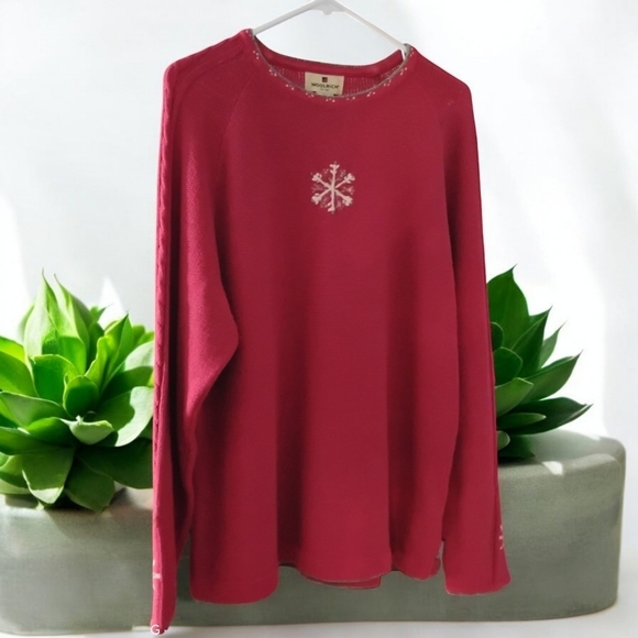 Woolrich Snowflake Sweater Ruby Red Lambswool Trim and Snowflake. Size X…​ - Picture 3 of 9